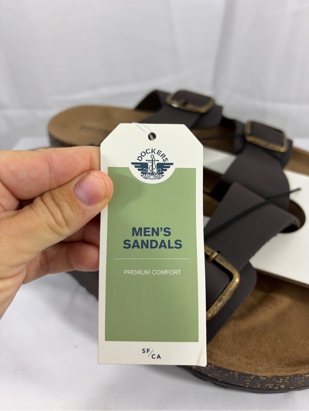NWT Dockers Men's Size 11/12 Brown Double-Buckle Slide Sandals - Picture 3 of 8